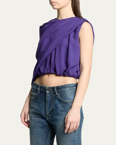 Balenciaga Asymmetric Draped Silk Cady Crop Top | Thumbnail 4 Balenciaga Asymmetric Draped Silk Cady Crop Top | Thumbnail 4