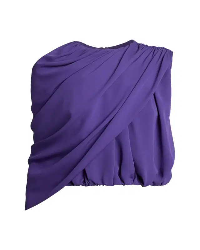Balenciaga Asymmetric Draped Silk Cady Crop Top