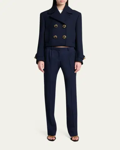Balenciaga Barathea Wool Crepe Straight-Leg Trousers | Thumbnail 2 Balenciaga Barathea Wool Crepe Straight-Leg Trousers | Thumbnail 2