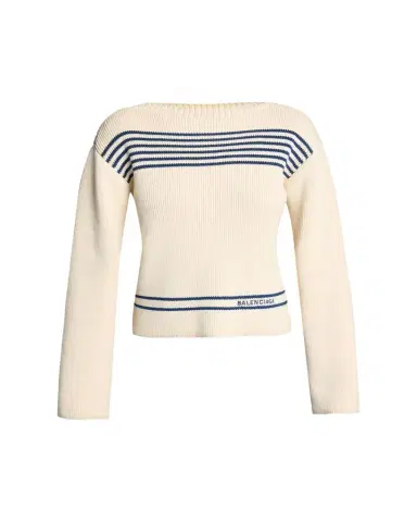 Balenciaga Mariniere Striped Cotton Knit Boat-Neck Sweater | Thumbnail 1 Balenciaga Mariniere Striped Cotton Knit Boat-Neck Sweater | Thumbnail 1