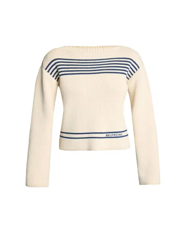 Balenciaga Mariniere Striped Cotton Knit Boat-Neck Sweater