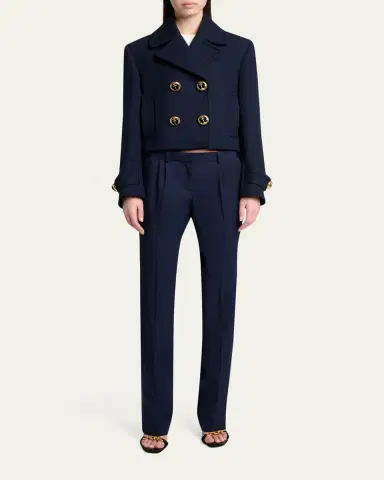Balenciaga Double-Breasted Textured Wool Short Peacoat | Thumbnail 2 Balenciaga Double-Breasted Textured Wool Short Peacoat | Thumbnail 2