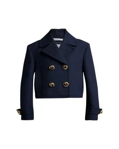 Balenciaga Double-Breasted Textured Wool Short Peacoat | Thumbnail 1 Balenciaga Double-Breasted Textured Wool Short Peacoat | Thumbnail 1