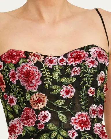 Mac Duggal Floral-Embroidered Tulle Midi Dress | Thumbnail 4 Mac Duggal Floral-Embroidered Tulle Midi Dress | Thumbnail 4