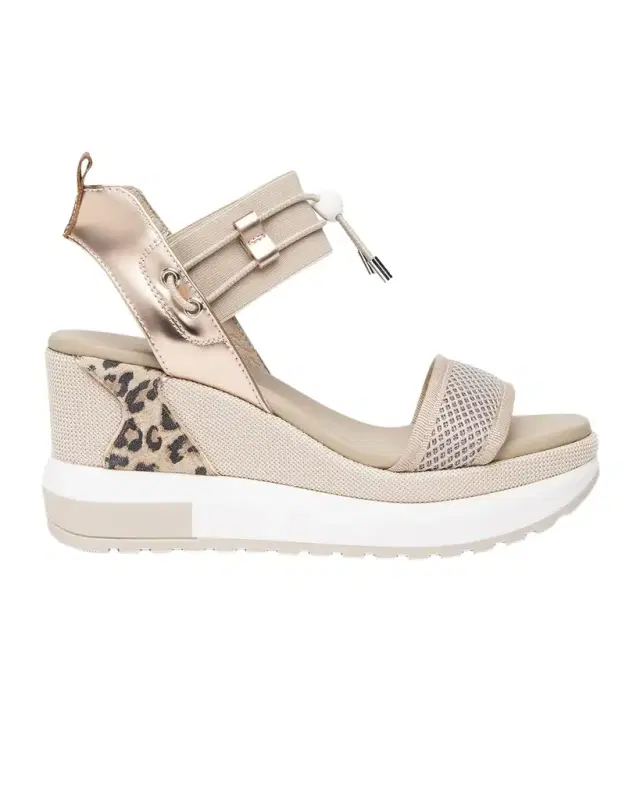 NeroGiardini Platform Wedge Sandals with Bungee Detail