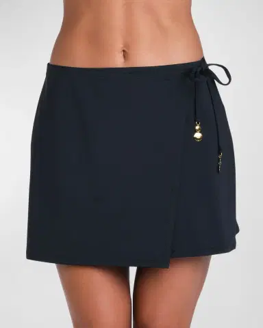 Sunshine 79 Solid Wrap Mini Skirt Coverup | Thumbnail 2