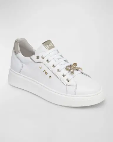 NeroGiardini Retro Mixed Leather Jeweled Low-Top Sneakers | Thumbnail 2