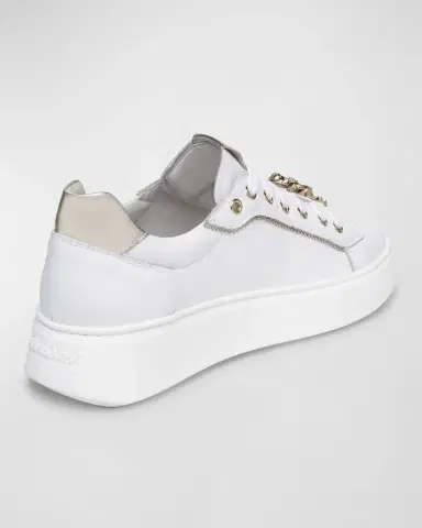 NeroGiardini Retro Mixed Leather Jeweled Low-Top Sneakers | Thumbnail 3