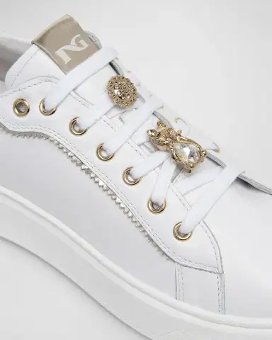 NeroGiardini Retro Mixed Leather Jeweled Low-Top Sneakers | Thumbnail 4
