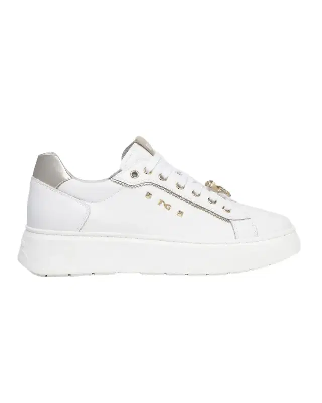 Retro Mixed Leather Jeweled Low-Top Sneakers