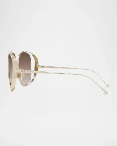 Loewe Metal Logo-Print Rectangle Sunglasses | Thumbnail 3