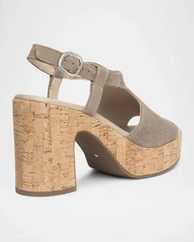 NeroGiardini Suede Ankle-Strap Platform Cork Sandals | Thumbnail 3