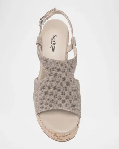 NeroGiardini Suede Ankle-Strap Platform Cork Sandals | Thumbnail 5