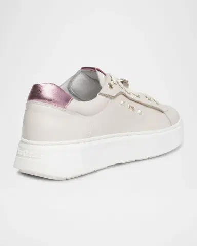 NeroGiardini Leather Retro Jeweled Low-Top Sneakers | Thumbnail 3