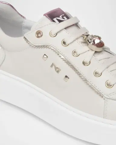 NeroGiardini Leather Retro Jeweled Low-Top Sneakers | Thumbnail 4