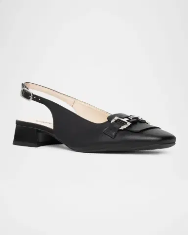 NeroGiardini Leather Horsebit Slingback Pumps | Thumbnail 2
