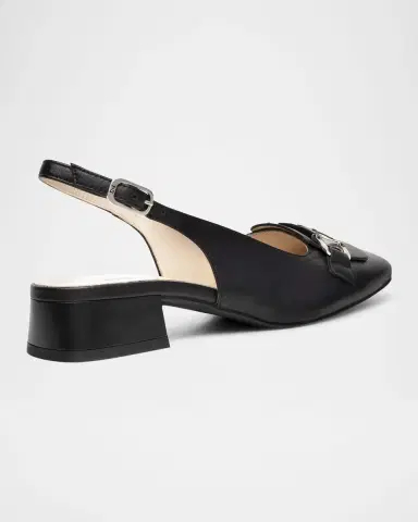 NeroGiardini Leather Horsebit Slingback Pumps | Thumbnail 3