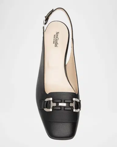 NeroGiardini Leather Horsebit Slingback Pumps | Thumbnail 5