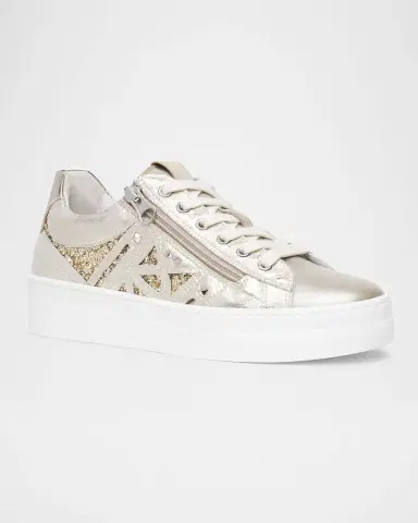 NeroGiardini Metallic Leather Side-Zip Sneakers | Thumbnail 2