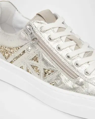 NeroGiardini Metallic Leather Side-Zip Sneakers | Thumbnail 4