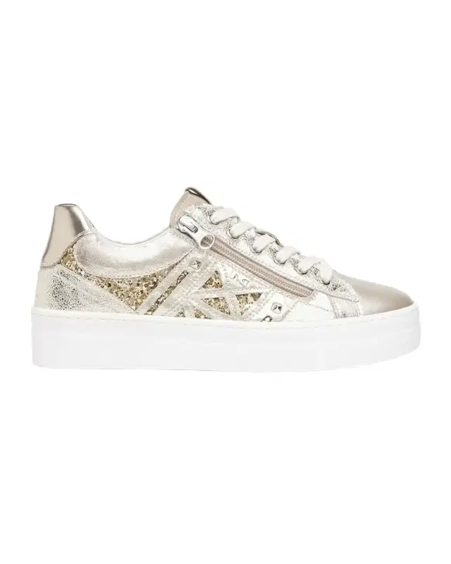 Metallic Leather Side-Zip Sneakers