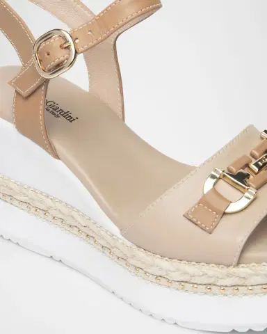 NeroGiardini Leather Horsebit Roped Platform Wedge Sandals | Thumbnail 4