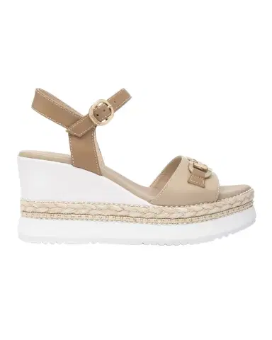 NeroGiardini Leather Horsebit Roped Platform Wedge Sandals | Thumbnail 1