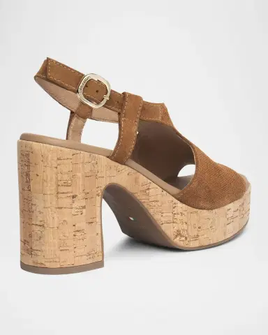 NeroGiardini Suede Ankle-Strap Platform Cork Sandals | Thumbnail 3