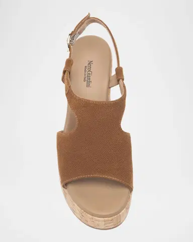 NeroGiardini Suede Ankle-Strap Platform Cork Sandals | Thumbnail 5