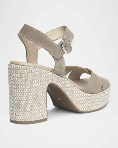 NeroGiardini Suede Criss-Cross Strap Woven Platform Sandals | Thumbnail 3
