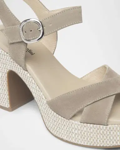 NeroGiardini Suede Criss-Cross Strap Woven Platform Sandals | Thumbnail 4
