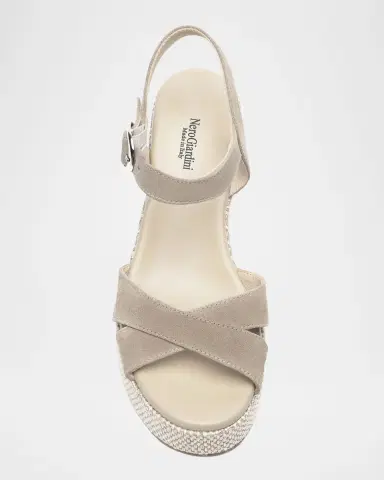 NeroGiardini Suede Criss-Cross Strap Woven Platform Sandals | Thumbnail 5