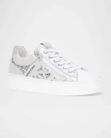 NeroGiardini Metallic Leather Side-Zip Sneakers | Thumbnail 2