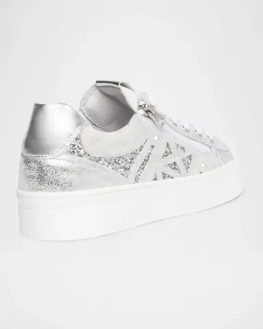 NeroGiardini Metallic Leather Side-Zip Sneakers | Thumbnail 3