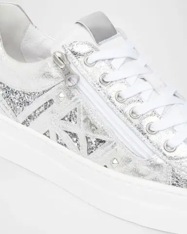 NeroGiardini Metallic Leather Side-Zip Sneakers | Thumbnail 4