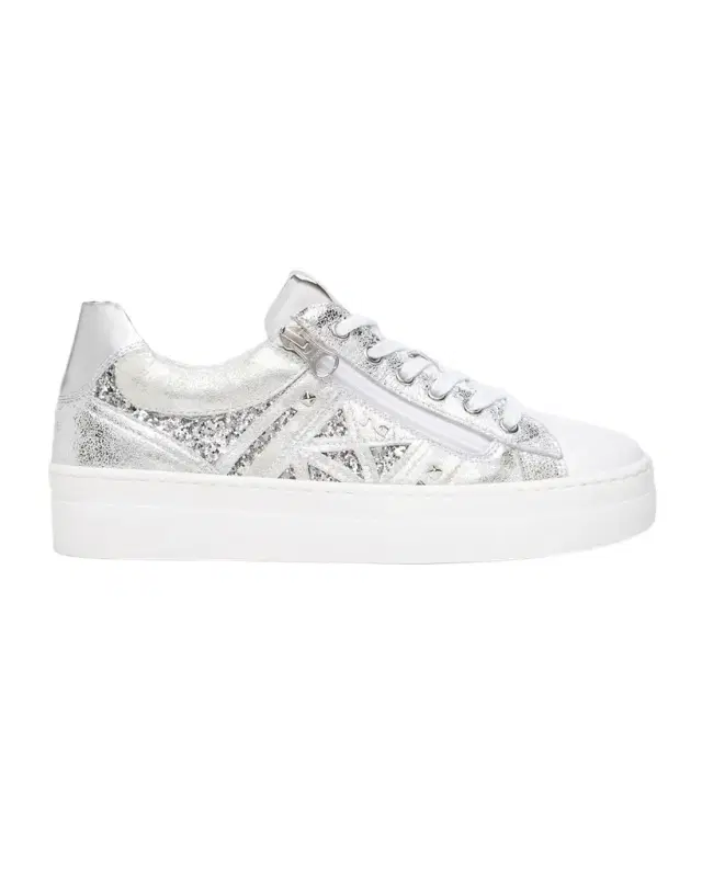 Metallic Leather Side-Zip Sneakers