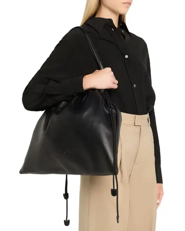 Jimmy Choo Large Drawstring Leather Tote Bag
