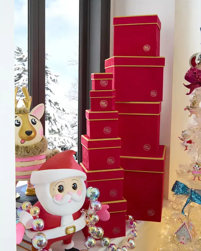 Glitterville Patisserie Square Flocked Stacking Boxes, Set of 10