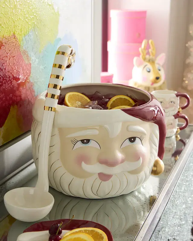 Glitterville Papa Noel Punch Bowl and Ladle, 426 oz.