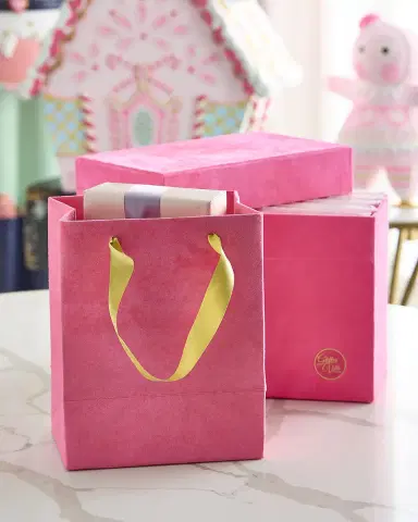 Glitterville Patisserie Neon Pink Flocked Gift Bags, Set of 10 | Thumbnail 1 Glitterville Patisserie Neon Pink Flocked Gift Bags, Set of 10 | Thumbnail 1