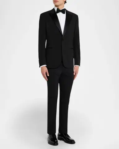 Emporio Armani Men's Tonal Plaid Peak Lapel G Line Tuxedo | Thumbnail 2
