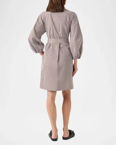 Akris punto Striped Cotton Poplin Belted Balloon-Sleeve Shirtdress | Thumbnail 3 Akris punto Striped Cotton Poplin Belted Balloon-Sleeve Shirtdress | Thumbnail 3