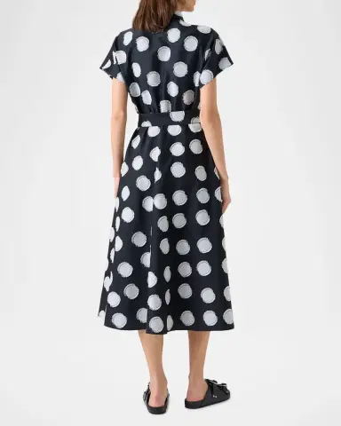 Akris punto Fringed Polka Dot Jacquard Belted Midi Shirtdress | Thumbnail 3
