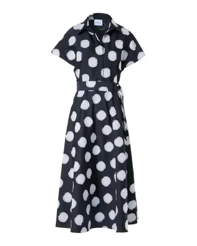 Akris punto Fringed Polka Dot Jacquard Belted Midi Shirtdress | Thumbnail 1