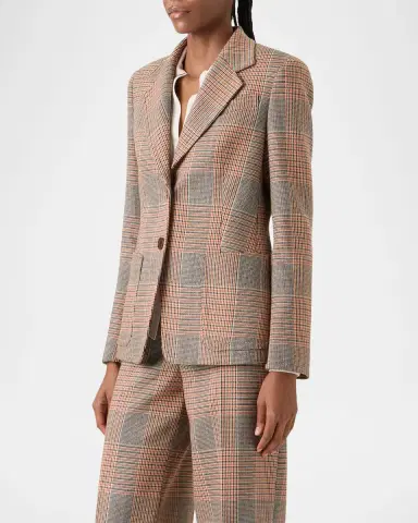 Akris punto Glen Check Twill Two-Button Jacket | Thumbnail 4 Akris punto Glen Check Twill Two-Button Jacket | Thumbnail 4