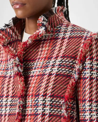 Akris punto Multi-Color Check Fringed Tweed Single-Breasted Jacket | Thumbnail 5 Akris punto Multi-Color Check Fringed Tweed Single-Breasted Jacket | Thumbnail 5