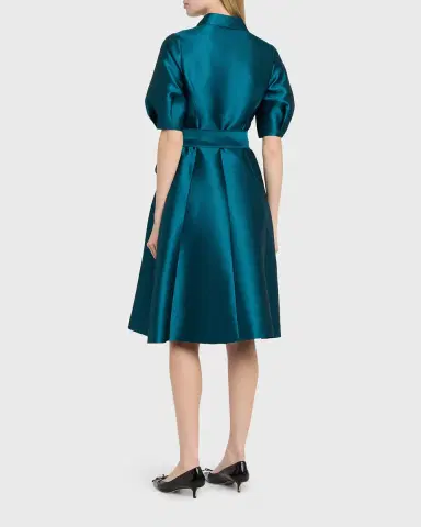 Rickie Freeman for Teri Jon Puff-Sleeve Pique Faille Shirtdress | Thumbnail 3 Rickie Freeman for Teri Jon Puff-Sleeve Pique Faille Shirtdress | Thumbnail 3