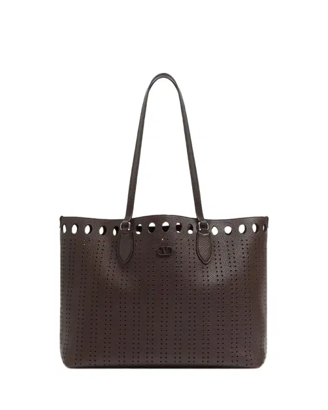 Valentino Garavani Men 's Dottie Medium Tote Bag in Perforated Leather