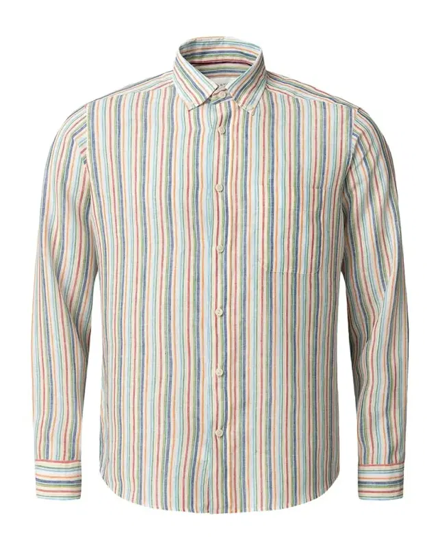 Eton Men 's Multicolor Stripe Linen Button-Down Shirt