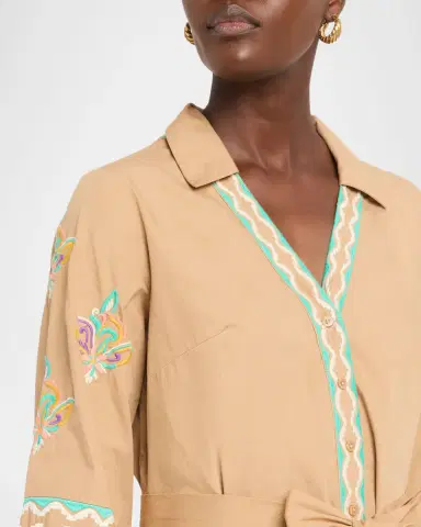 Shoshanna Ellery Embroidered Flounce Cotton Mini Dress | Thumbnail 5 Shoshanna Ellery Embroidered Flounce Cotton Mini Dress | Thumbnail 5